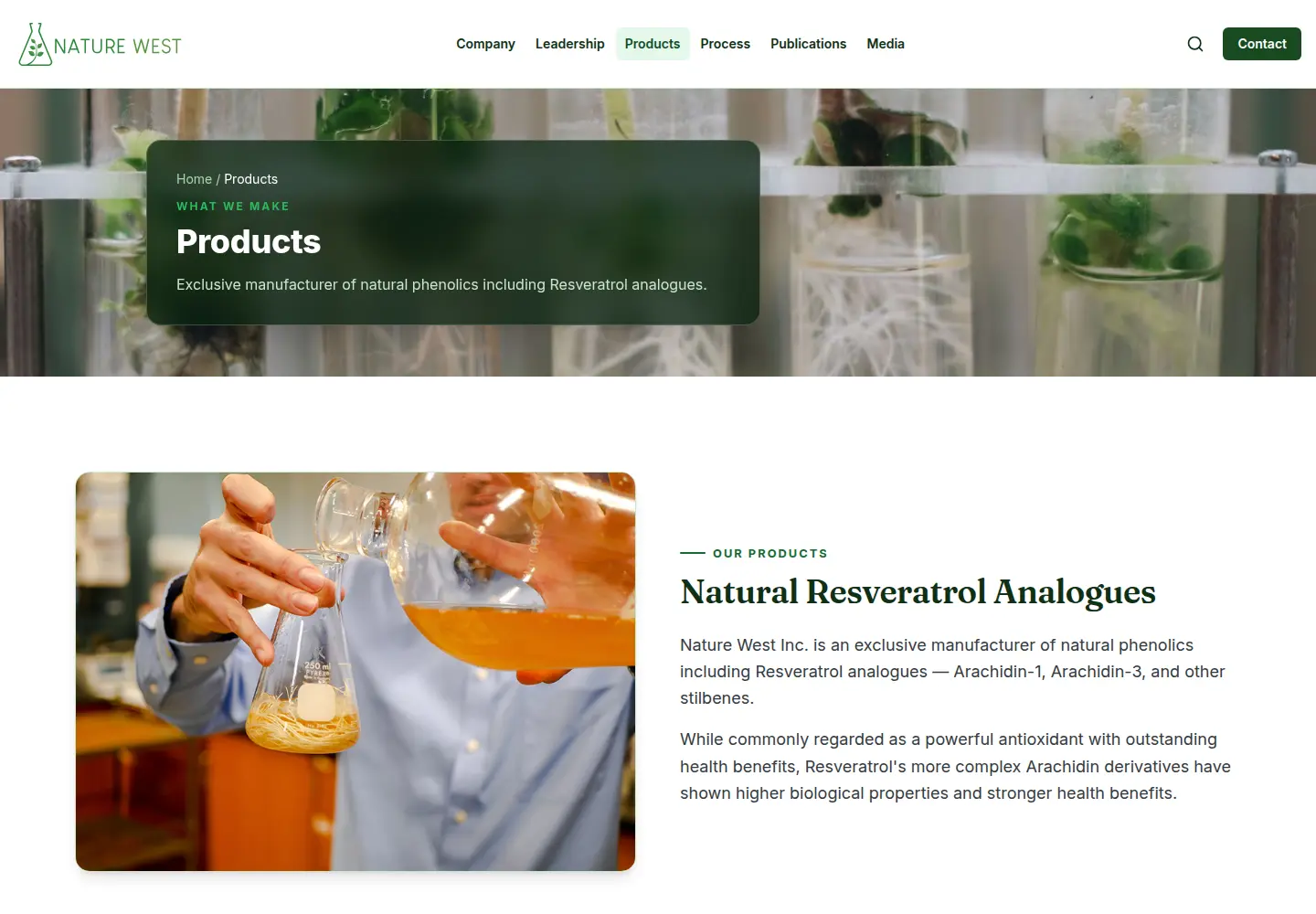 Nature West products page