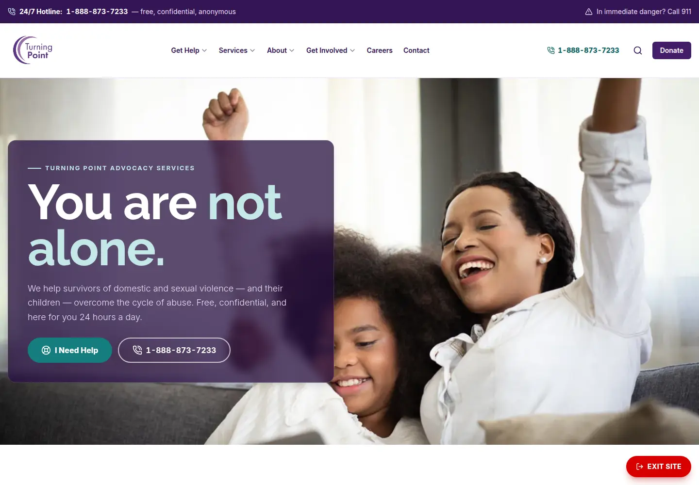 Turning Point homepage after the redesign